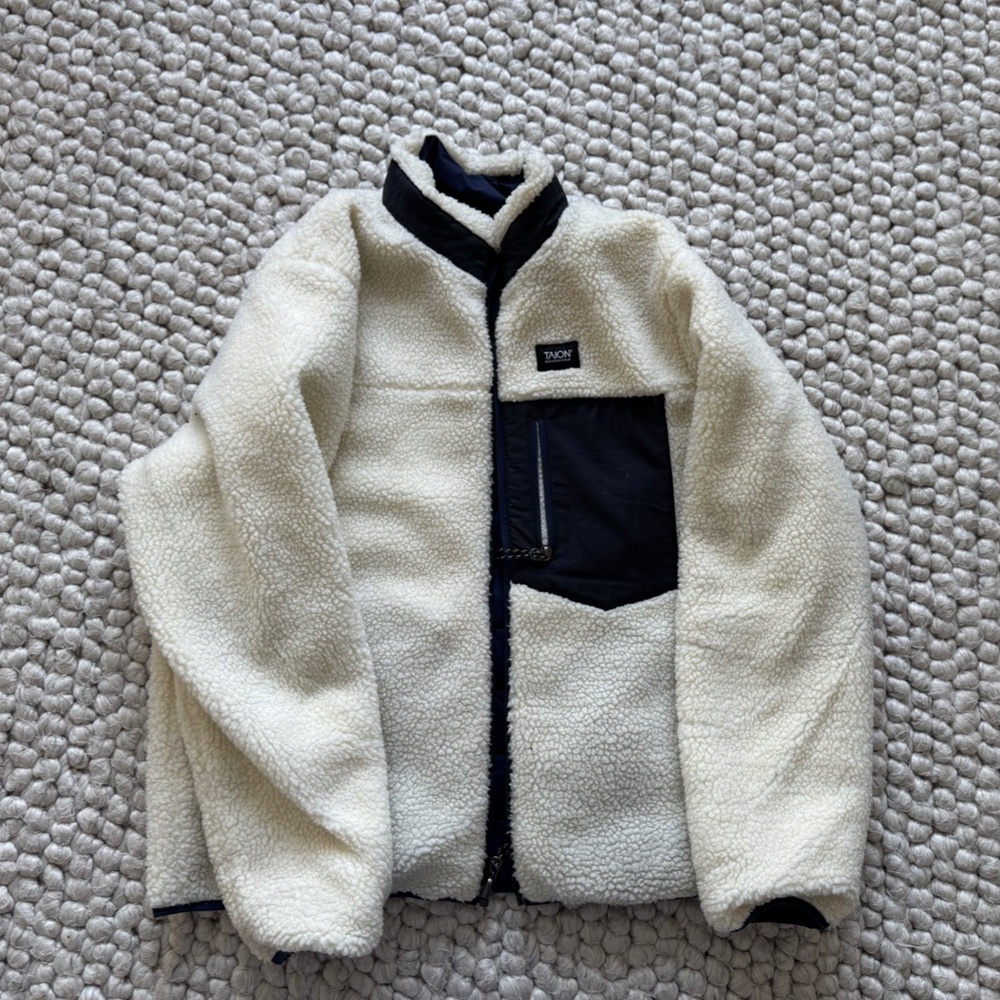 TAION Reversible Down And Faux Shearling Jacket - Navy/White USA/EU Large